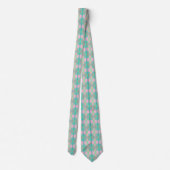 Blauwgroen Turquoise Green Blue Pink Pattern Strop Stropdas (Achterkant)