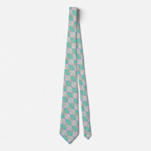 Blauwgroen Turquoise Green Blue Pink Pattern Strop Stropdas (Voorkant)
