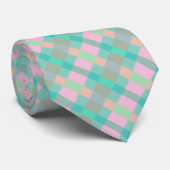 Blauwgroen Turquoise Green Blue Pink Pattern Strop Stropdas (Opgerold)