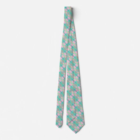 Blauwgroen Turquoise Green Blue Pink Pattern Strop Stropdas (Achterkant)