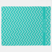 Blauwgroen Turquoise LG Chevron Blauwgroen naam Mo Fleece Deken (Voorkant (Horizontaal))