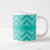 Blauwgroen Turquoise LG Chevron Blauwgroen naam Mo Grote Koffiekop (Rechts)