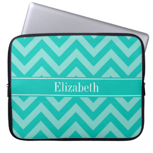Blauwgroen Turquoise LG Chevron Blauwgroen naam Mo Laptop Sleeve