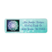 Blauwgroen Turquoise Mandala Abstract Etiket (Voorkant)