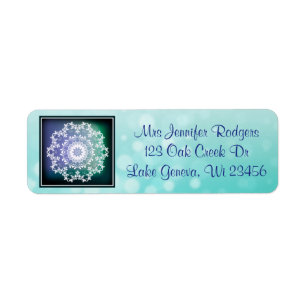 Blauwgroen Turquoise Mandala Abstract Etiket