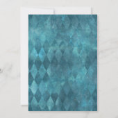Blauwgroen - Turquoise Masquerade Quinceañera Kaart (Achterkant)