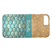 Blauwgroen Turquoise Mermaid Scales | Gold Glitter Case-Mate iPhone Case (Achterkant (Horizontaal))