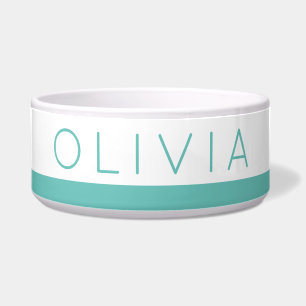 Blauwgroen Turquoise Modern Minimalist Personalize Voerbakje