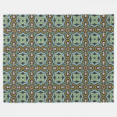 Blauwgroen Turquoise Ochre Retro Hip Bohemian Art Fleece Deken (Voorkant (Horizontaal))