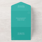 Blauwgroen Turquoise Ombre Glitter Wedding All In One Uitnodiging (Buitenkant)