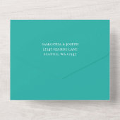 Blauwgroen Turquoise Ombre Glitter Wedding All In One Uitnodiging (Achterkant)