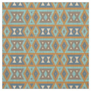 Blauwgroen Turquoise Oranje Bruin Eclectische Ecle Stof