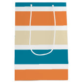 Blauwgroen Turquoise Oranje Color Block Medium Cadeauzakje (Achterkant)