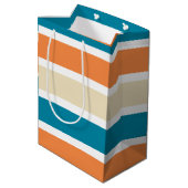 Blauwgroen Turquoise Oranje Color Block Medium Cadeauzakje (Achterkant Gekanteld)