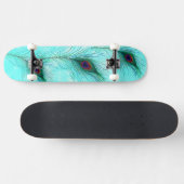 Blauwgroen Turquoise Paarse Peacock Feathers Persoonlijk Skateboard (Horizontaal)
