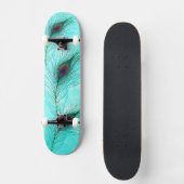 Blauwgroen Turquoise Paarse Peacock Feathers Persoonlijk Skateboard (Voorkant)