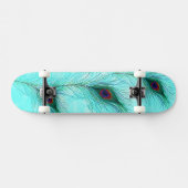 Blauwgroen Turquoise Paarse Peacock Feathers Persoonlijk Skateboard (Horizontaal)