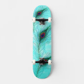 Blauwgroen Turquoise Paarse Peacock Feathers Persoonlijk Skateboard (Voorkant)