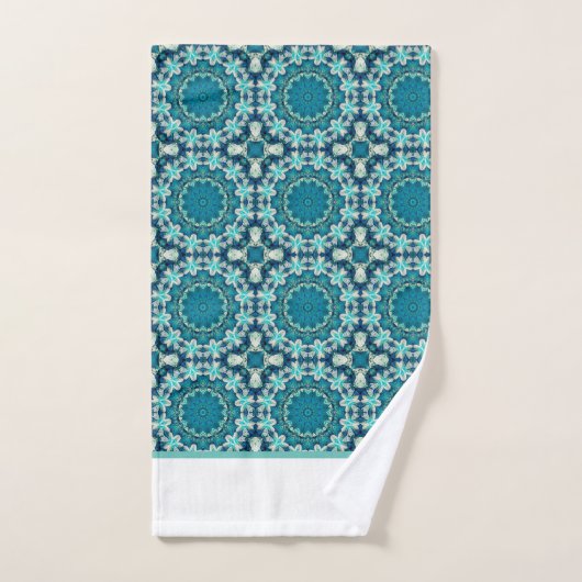 Blauwgroen turquoise patroon bad handdoek (Handdoek)