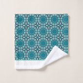 Blauwgroen turquoise patroon bad handdoek (Wasdoekje)