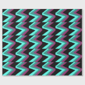 Blauwgroen, Turquoise-, plum- en zwarte zigzag-afd Cadeaupapier (Vlak)