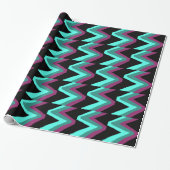 Blauwgroen, Turquoise-, plum- en zwarte zigzag-afd Cadeaupapier (Uitgerold)