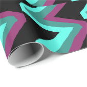 Blauwgroen, Turquoise-, plum- en zwarte zigzag-afd Cadeaupapier (Rol Hoek)