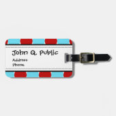 Blauwgroen Turquoise Red Big Polka Dots Pattern-ca Bagagelabel (Voorkant horizontaal)