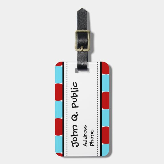 Blauwgroen Turquoise Red Big Polka Dots Pattern-ca Bagagelabel (Voorkant verticaal)