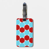 Blauwgroen Turquoise Red Big Polka Dots Pattern-ca Bagagelabel (Achterkant verticaal)