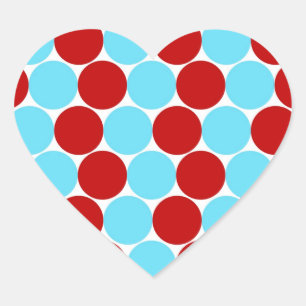 Blauwgroen Turquoise Red Big Polka Dots Pattern-ca Hart Sticker