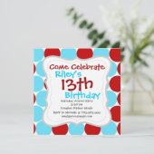 Blauwgroen Turquoise Red Big Polka Dots Pattern-ca Kaart (Staand voorkant)