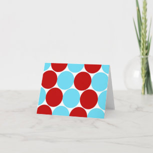 Blauwgroen Turquoise Red Big Polka Dots Pattern-ca Kaart