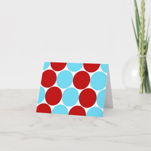 Blauwgroen Turquoise Red Big Polka Dots Pattern-ca Kaart (Voorkant)