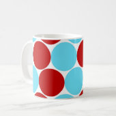 Blauwgroen Turquoise Red Big Polka Dots Pattern-ca Koffiemok (Voorkant links)