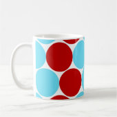 Blauwgroen Turquoise Red Big Polka Dots Pattern-ca Koffiemok (Links)
