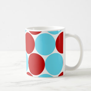 Blauwgroen Turquoise Red Big Polka Dots Pattern-ca Koffiemok