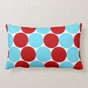 Blauwgroen Turquoise Red Big Polka Dots Pattern-ca Kussen