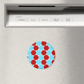Blauwgroen Turquoise Red Big Polka Dots Pattern-ca Magneet (Insitu (Vaatwasser))
