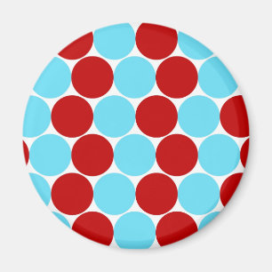 Blauwgroen Turquoise Red Big Polka Dots Pattern-ca Magneet