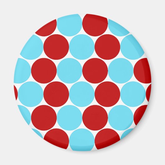 Blauwgroen Turquoise Red Big Polka Dots Pattern-ca Magneet (Voorkant)