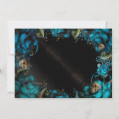 Blauwgroen Turquoise Rozen Skulls Gothic Birthday Kaart (Achterkant)