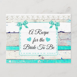 Blauwgroen Turquoise Rustic Wood Recipe Kaart