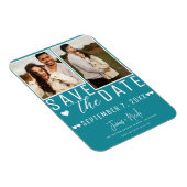 Blauwgroen Turquoise Save the Date 2 Foto Bruiloft Magneet (Rechterzijde)