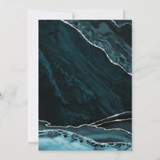Blauwgroen Turquoise Silver Quinceanera Agaat Marm Kaart (Achterkant)