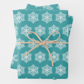 Blauwgroen Turquoise Snowflakes feestelijke kerst Inpakpapier Vel (In situ)