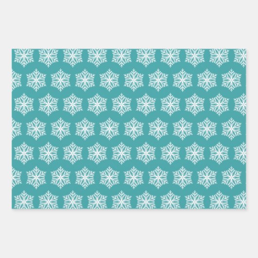 Blauwgroen Turquoise Snowflakes feestelijke kerst Inpakpapier Vel (Voorkant)