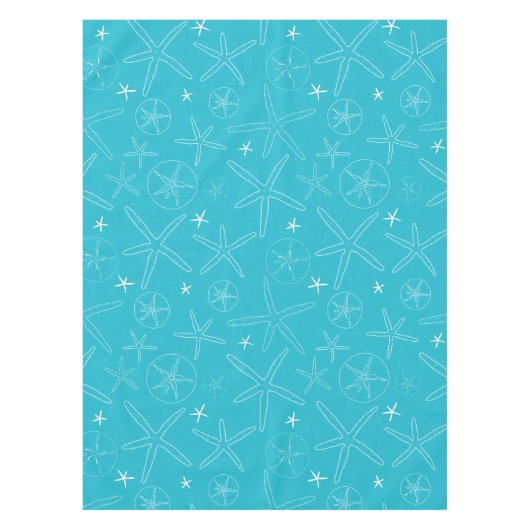 Blauwgroen / Turquoise Starfish & Sand Dollar Tabl Tafelkleed (Voorkant)