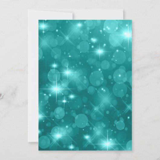 Blauwgroen Turquoise String Lights Sparkle Quincea Kaart (Achterkant)