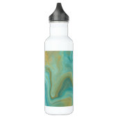 Blauwgroen, Turquoise, Tan Fluid Art Marble Persoo Waterfles (Links)
